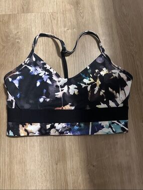Nike Black Floral Print Strappy Sports Bra